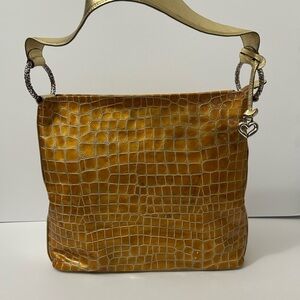 Brighton - Cher Golden Croc-Embossed Shoulder/Hobo Bag